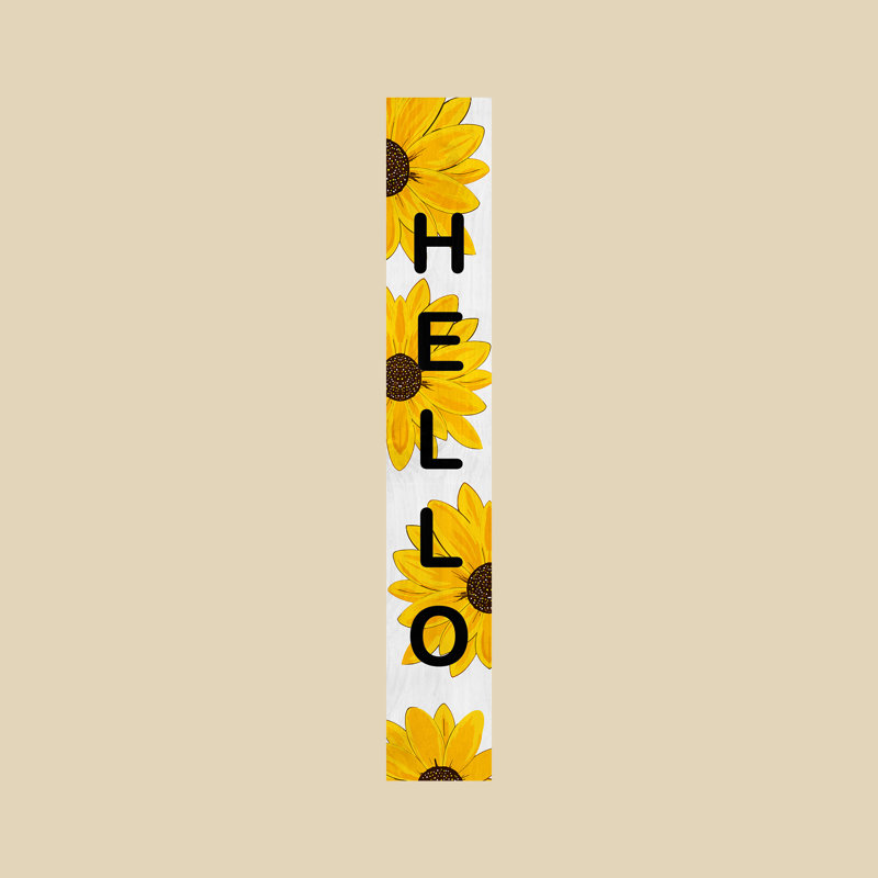 Panneau d'affichage « Sunflower Hello » pour porche, 150 cm x 18,5 cm, 59" H x 7.25" W x 0.75" D