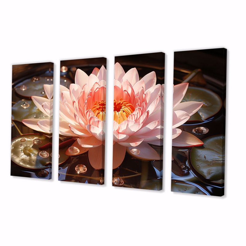 «Pink Glow Sunshine Lily» - ensemble d'art mural 4 pièces Lily, H 28 po x l 48 po