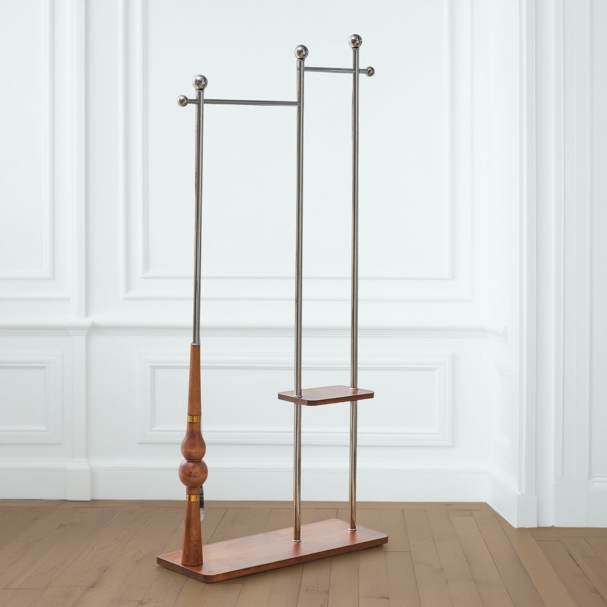 17 Stories 70'' High Stainless Steel Coat Rack Double Layer Clothes ...