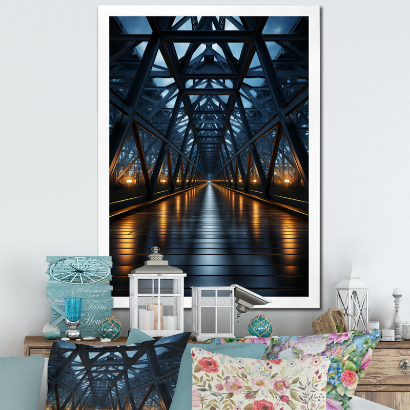 Pont suspendu Letrisha, H 44 po x l 34 po x P 1,5 po, Cadre photo blanc