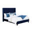 Cadre de grand lit bleu marine, transitionnel et moderne, revêtement en velours, tête de lit à boutons avec surpiqûres en losanges sur la surface extérieure de la tête de lit - comme un tissu, dossier à oreilles, tête de lit, idéal pour la décoration de la chambre à coucher-2135066243