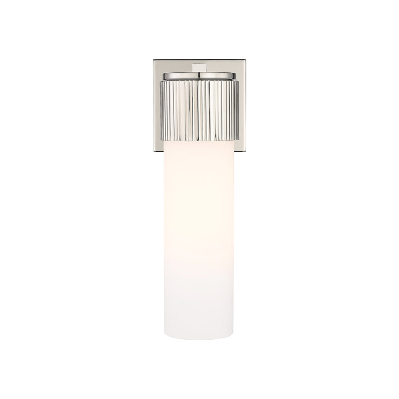 Applique murale 1 lumière 12 "Bolivar, H 15 po x l 5,1 po x P 4 po, Blanc mat, Nickel poli