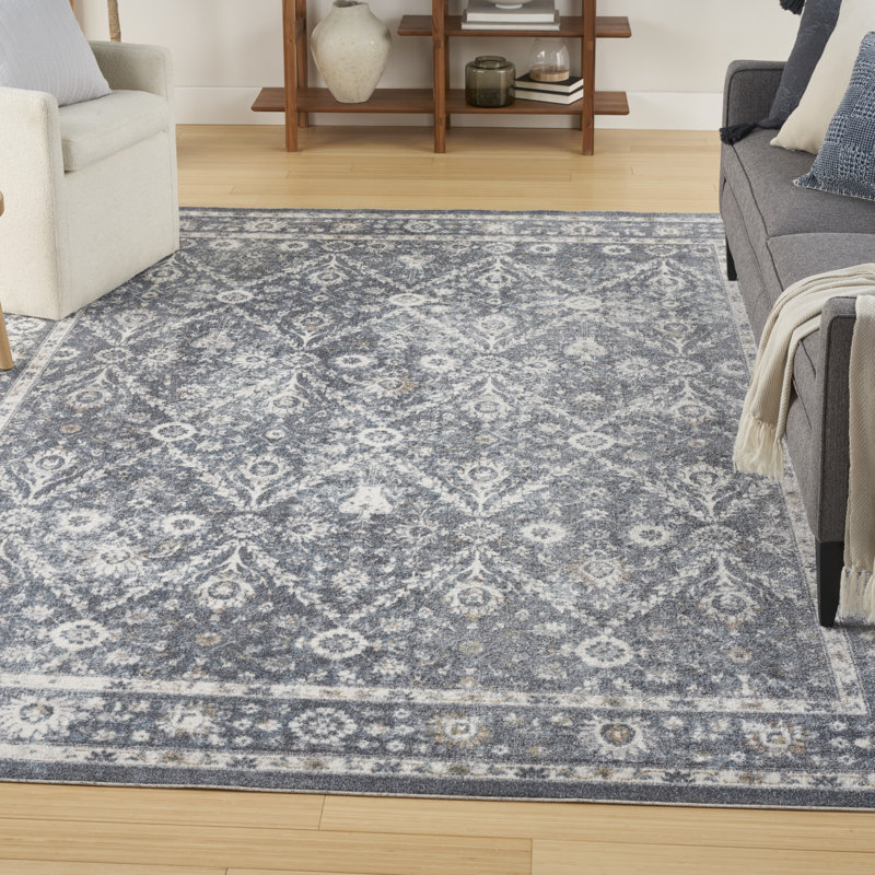 Tapis bleu foncé Nourison Astra, Rectangle 6 pi 7 po x 9 pi