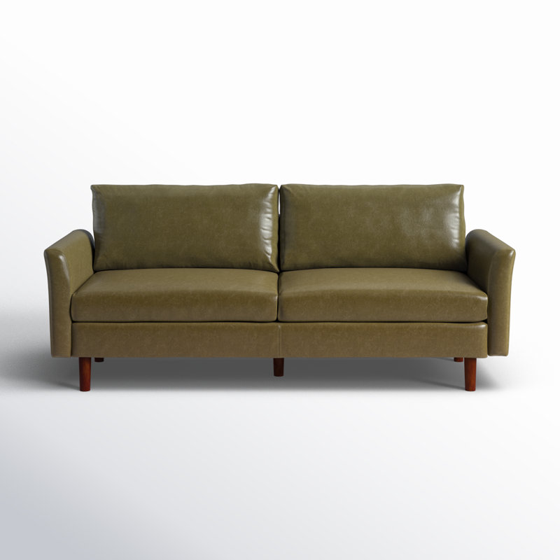 Bobur 80.3'' Faux Leather Sofa, Olive Green