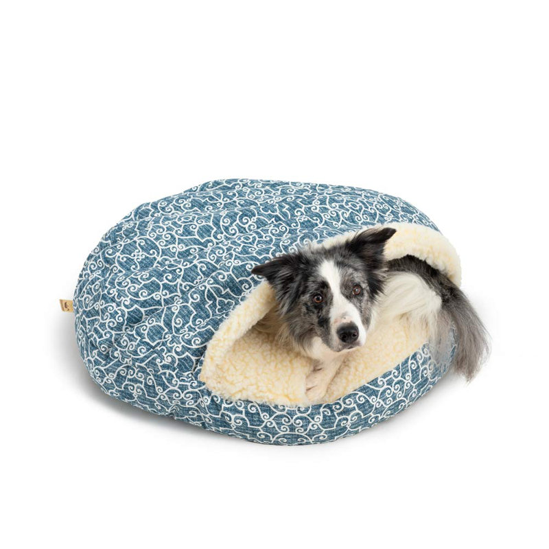 Lit pour chien intérieur / extérieur Snoozer, Petit (l 25 po x P 25 po x H 8 po), Damas, Ramey Oxford Blue