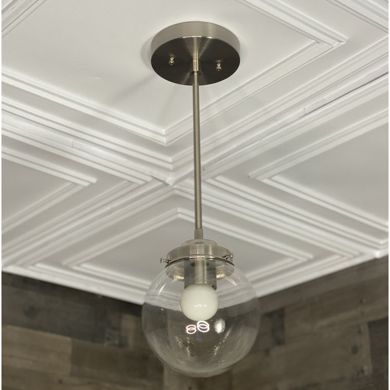 Luminaire suspendu sphérique Bellapais, Transparent, Nickel brossé
