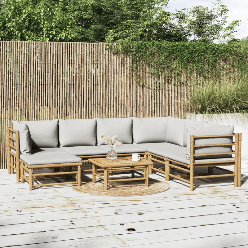 Ensemble de conversation modulaire avec coussins 8 pièces Kennebunk, Gris clair