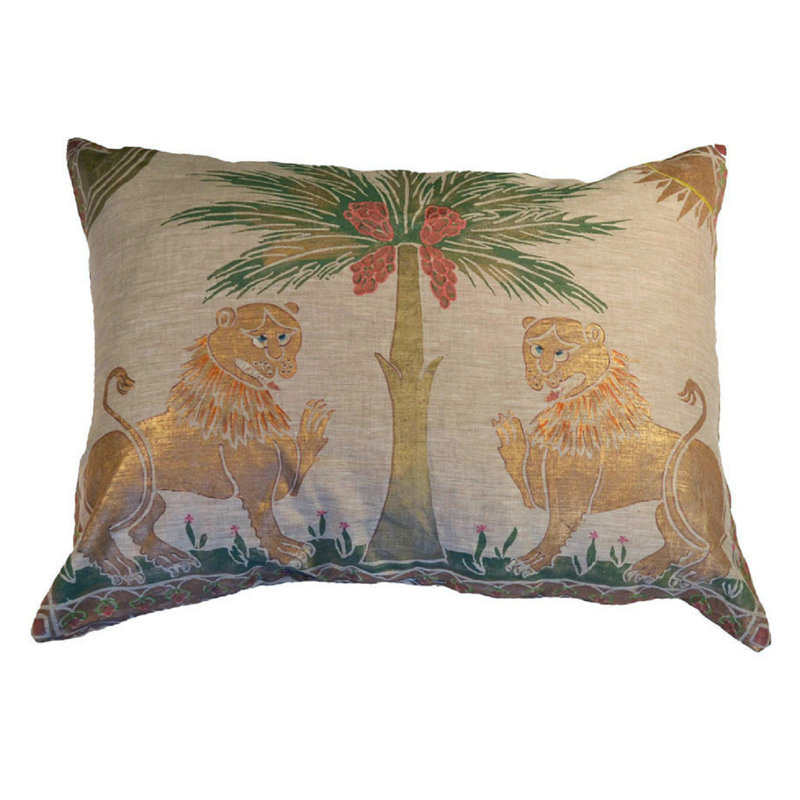 Ruggero Lions II Linen Rectangular Pillow Cover