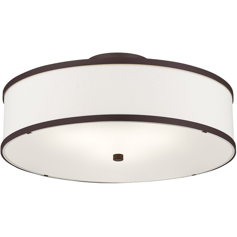 Ener Fabric Semi Flush Mount, 8" H x 18" W x 18" D, Bronze