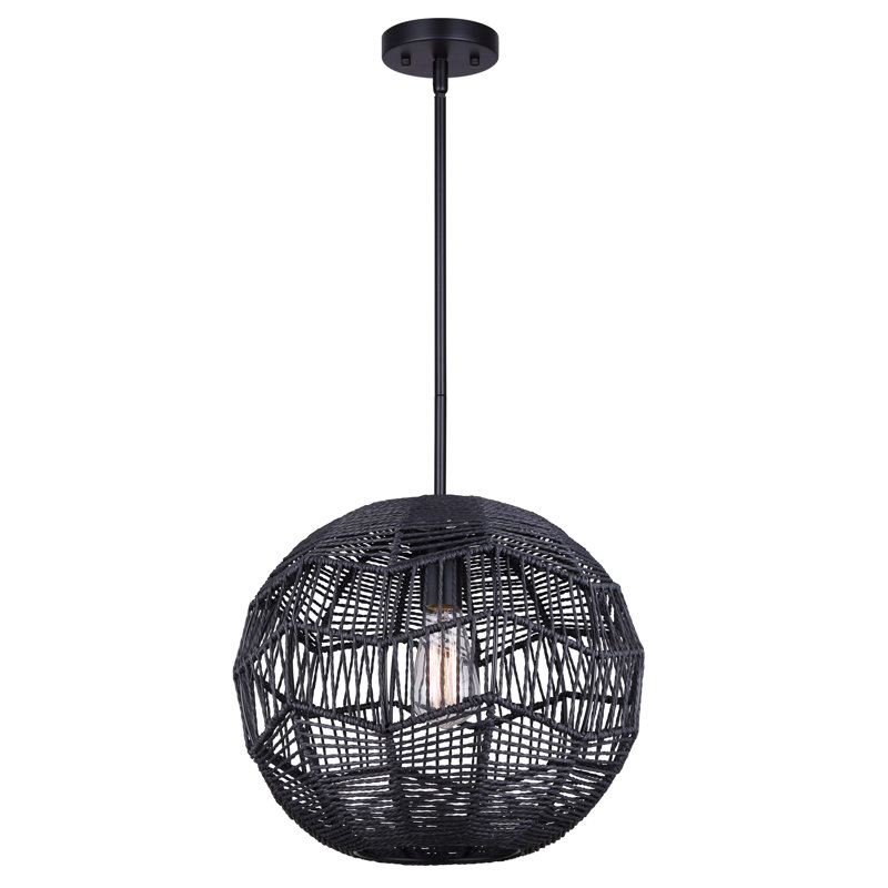 Luminaire suspendu sphère 1 lumière Isajah, Noir