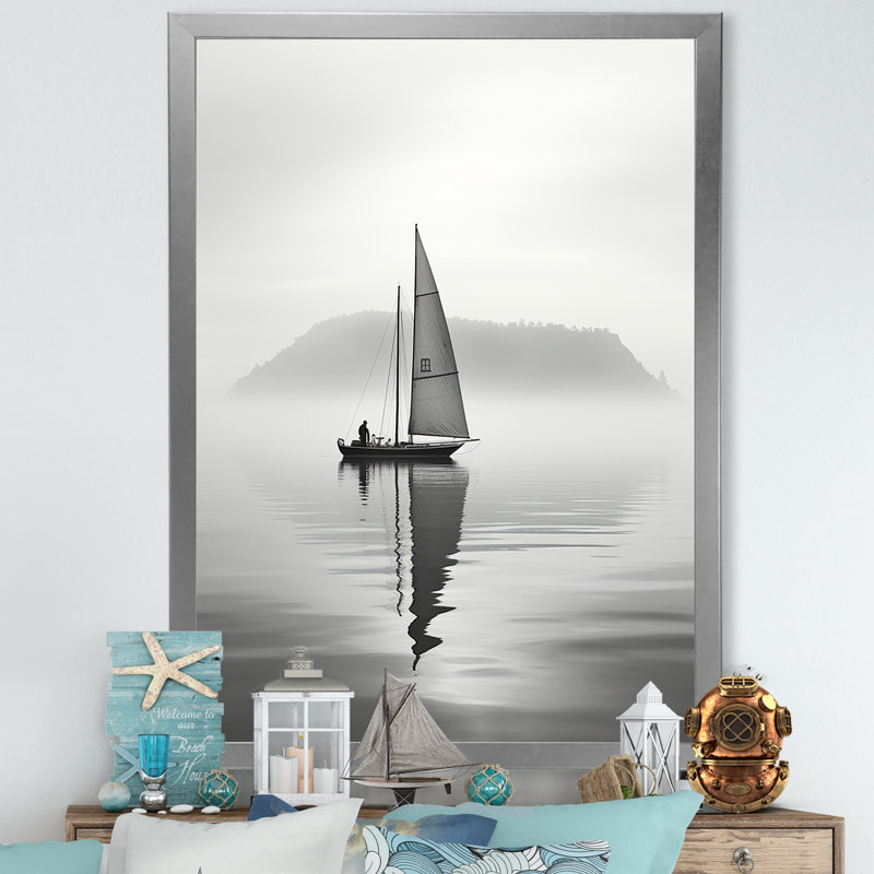 Voilier «Simplicity at Lake» sur toile, H 32 po x l 24 po x P 1 po, Cadre photo argenté