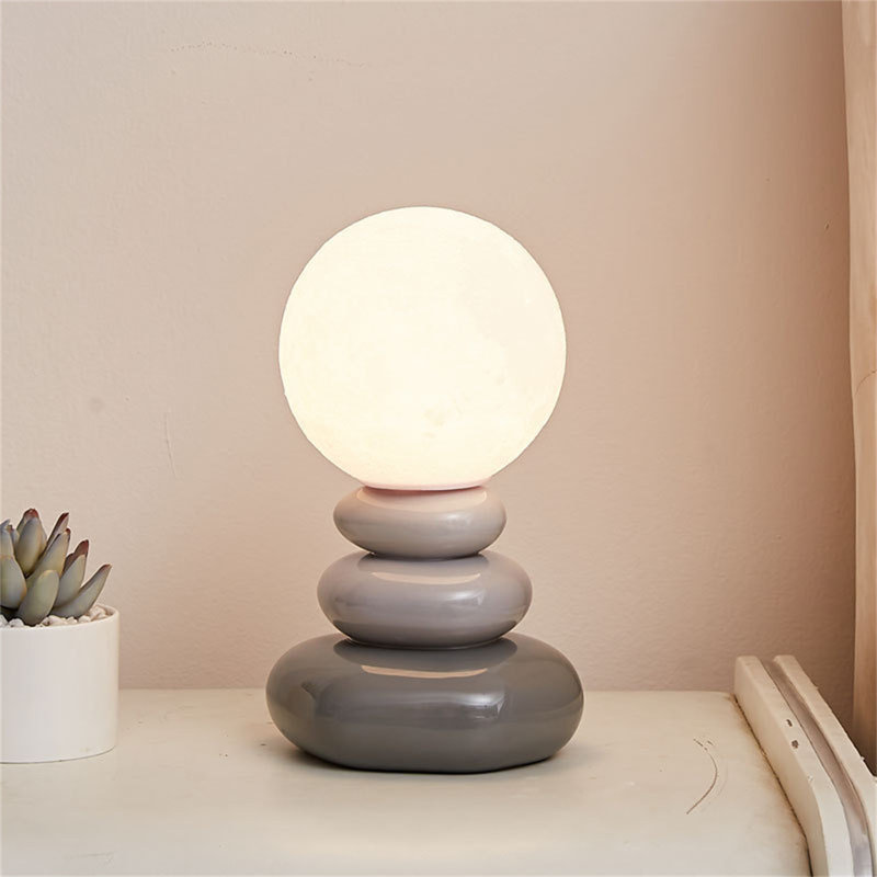 Night Light Laminated Stone Table Lamp Bedroom Bed Romantic High  Decoration Ceramic Small Table Lamp