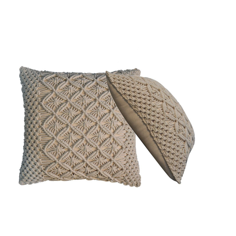 Connorville Geometric Square Throw Cushion, Cream