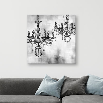 Two crystal chandeliers - 32"x32" art on canvas