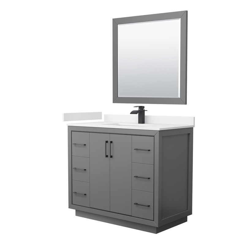 Icon 42'' W Single Vanity, Brushed Nickel, Dark Gray, Carrara