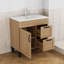Meuble-lavabo avec lavabo intégré, armoire à 1 porte et 2 tiroirs, poignée en métal noir, pieds noirs, charnières à fermeture douce, meuble de salle de bain moderne, lavabo en céramique, facile à assembler