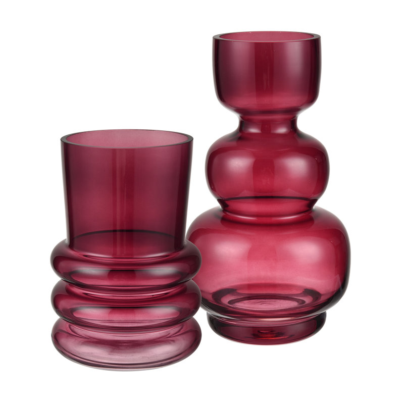 8'' Burgundy Glass Table Vase with Novelty Shape