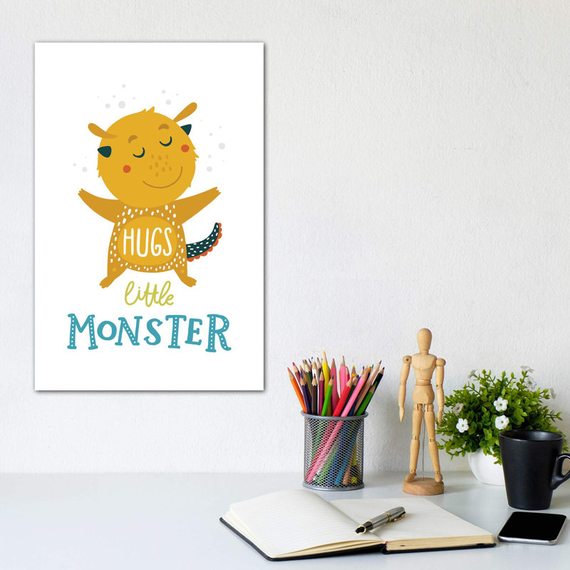 Petits monstres - impression d'art graphique, Pas de tapis, Toile tendue, H 12 po x l 8 po x P 0,75 po