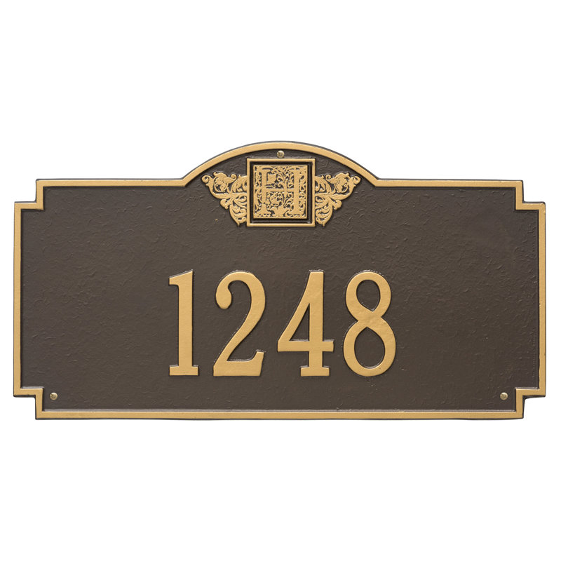Plaque d'adresse murale monogramme à 1 ligne, Bronze et doré, Oui