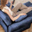 Canapé 3 places avec 1 repose-pieds et coussins, canapé confortable-1340479546
