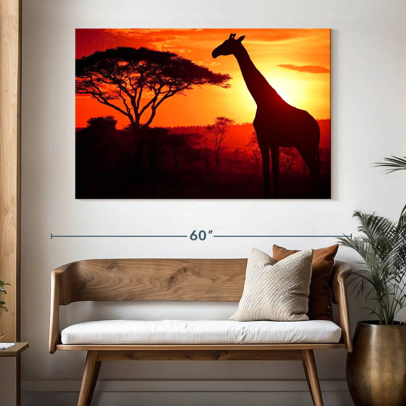 Brampt silhouette de girafe d'Afrique, H 34 po x l 51 po