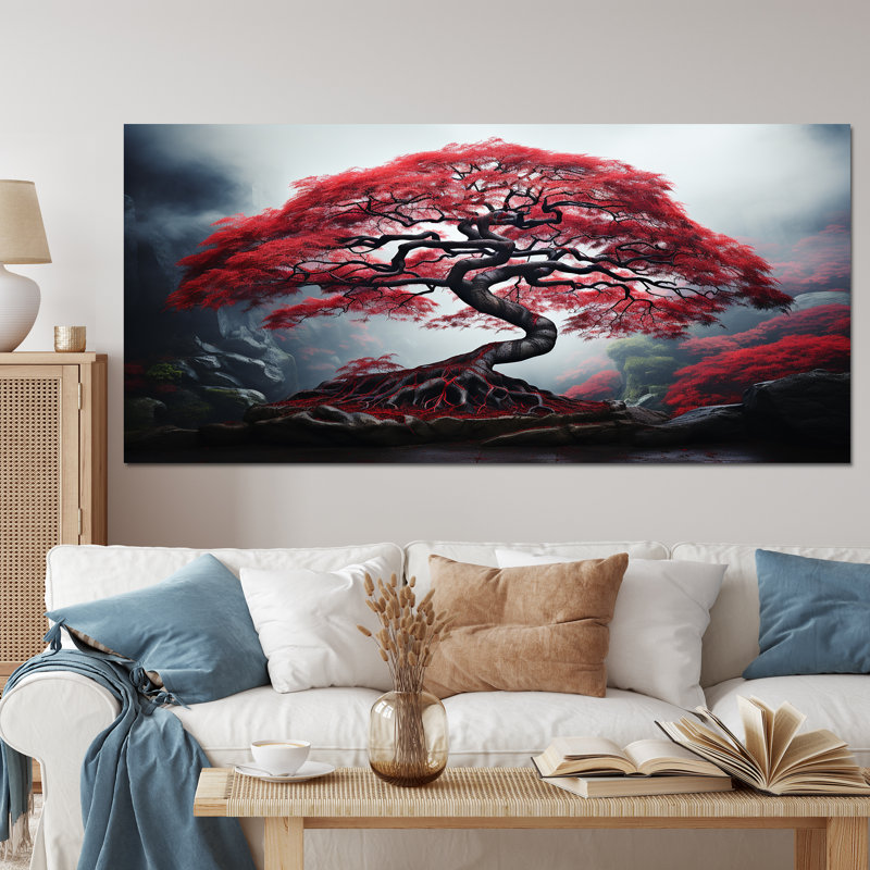 Érable japonais rouge - art mural sur toile Japon, 24" H x 32" W, Toile tendue