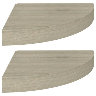 Tablette flottante triangulaire en bois massif 2 pièces Naudiya