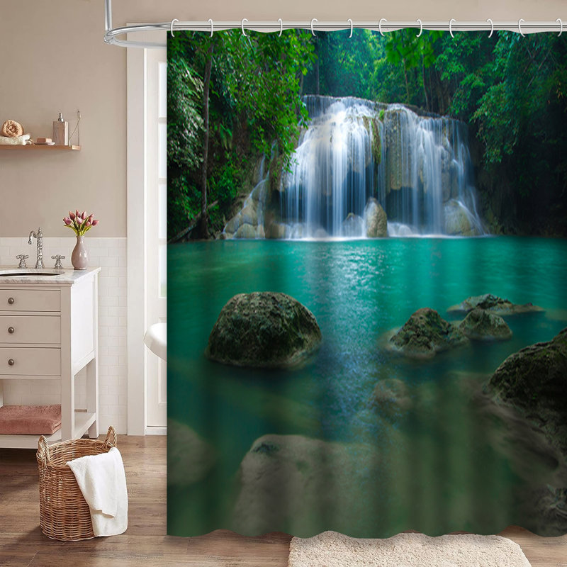 Rideau de douche avec 12 crochets Thailande, L 72 po x l 72 po