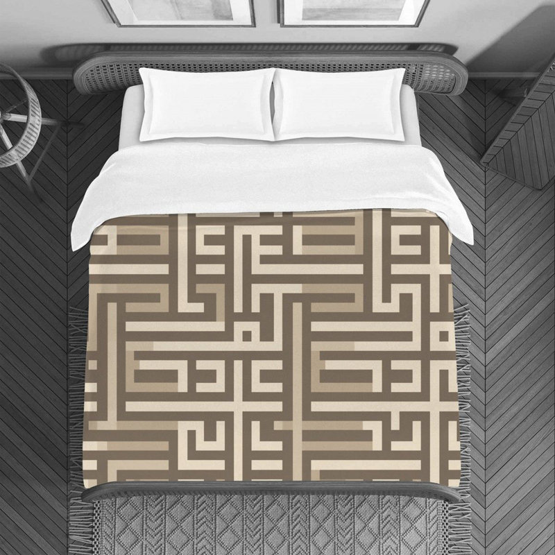 Housse de couette Mandala, Housse de couette simple, Brun / gris