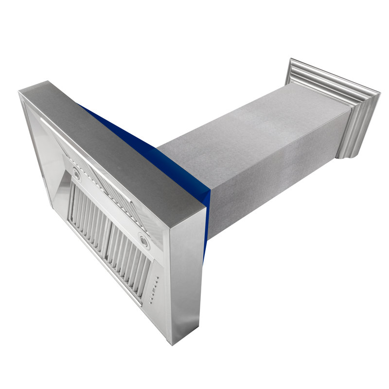 48" Fingerprint Resistant Stainless Steel Range Hood with Fingerprint Resistant Shell (8654SN-48), Blue Gloss