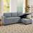 Upholstered Pull Out Sectional Sofa With Storage Chaise, Convertible Corner Couch-412042719