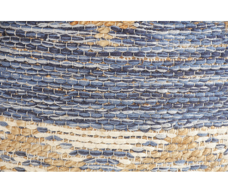 18" Blue Jute Ottoman
