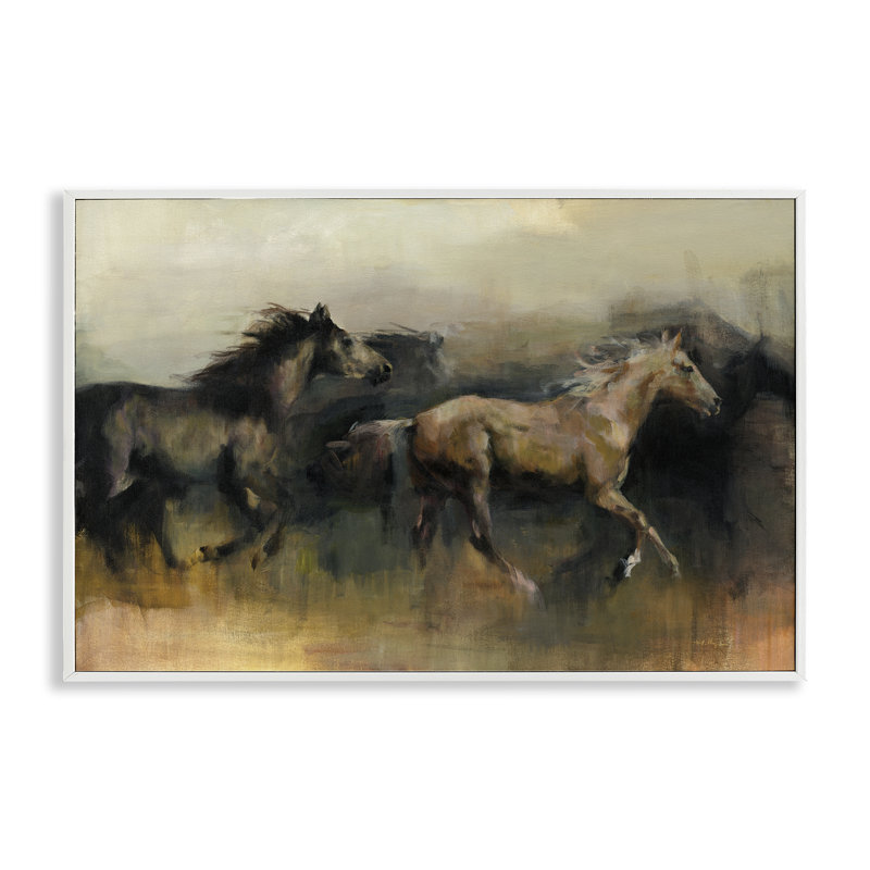 «The West Horses», art giclée encadrée par Marilyn Hageman, Estampe numérique encadrée blanc bord de mer, H 16 po x l 24 po