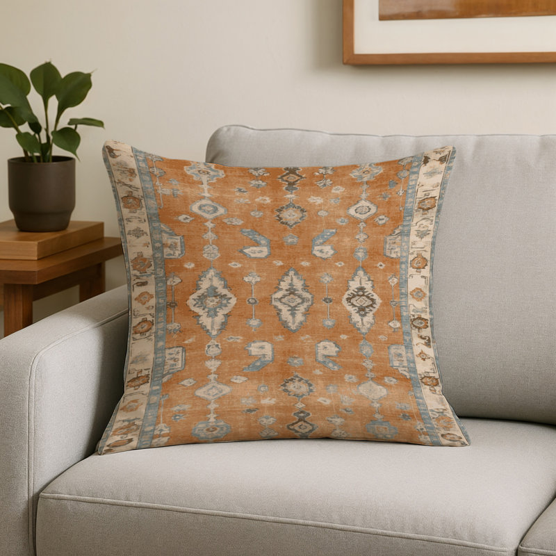Coussin décoratif d'intérieur et d'extérieur Overdyed, Carré 20 po, Brun, look rétro 425