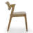 Set of 2 Azula Beige Fabric Dining Chair with Rattan Back and Washed Wood Legs-1791121684