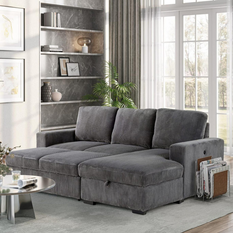 Melody Grey Sectional With Pullout
