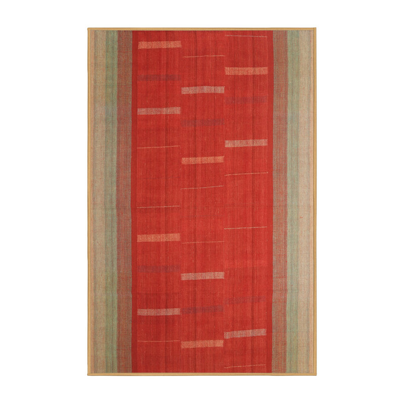 Tapis de zone rouge/vert contemporaine, Rectangle 2 pi x 3 pi