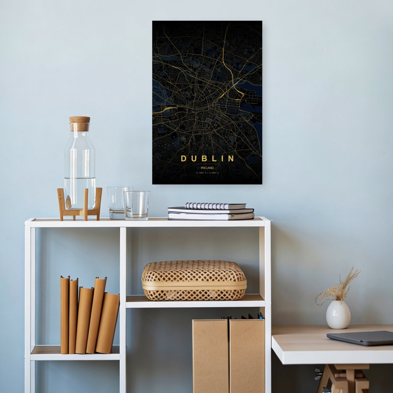 «Dublin Map Elegant Minimalist Modern City», art mural, H 18 po x l 12 po