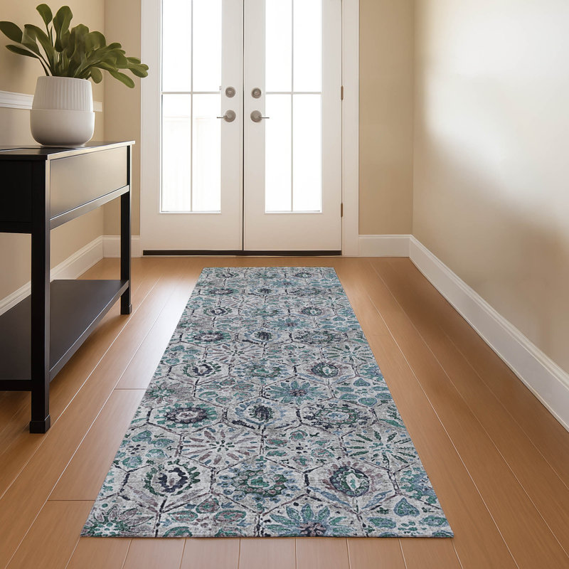 Premium Machine Washable Ralston AMF1938 Floral Rug, Runner 2'3" x 7'6"