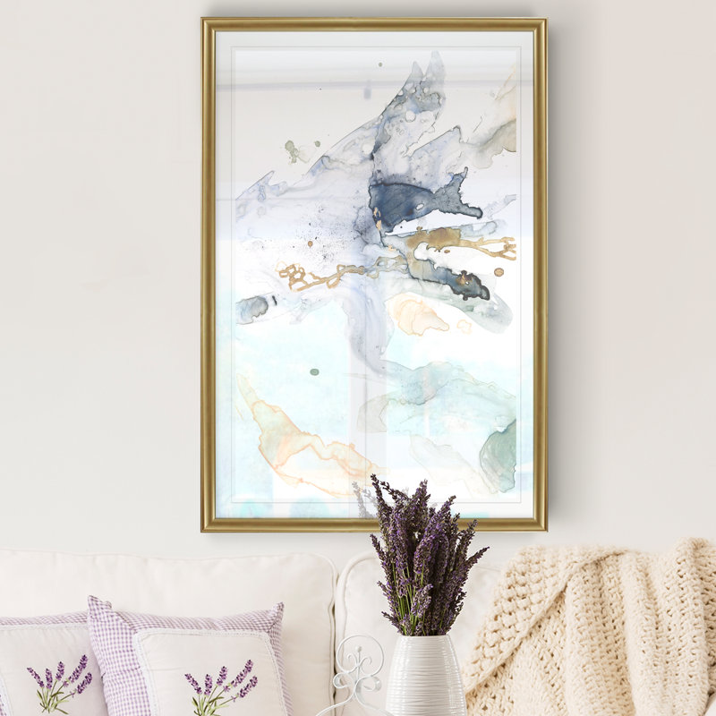 Organique entrelacé II - reproduction d'art sur toile, H 30,5 po x l 42,5 po, Impression encadrée, Doré