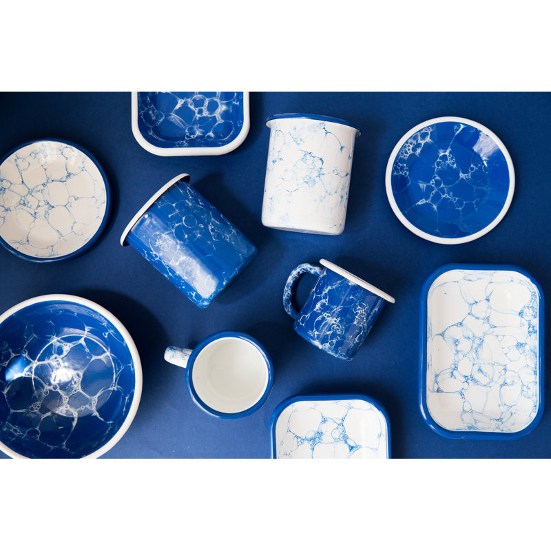 Ivy Bronx Brogel Platter, White/Blue, 4cm H x 16cm W x 11cm D