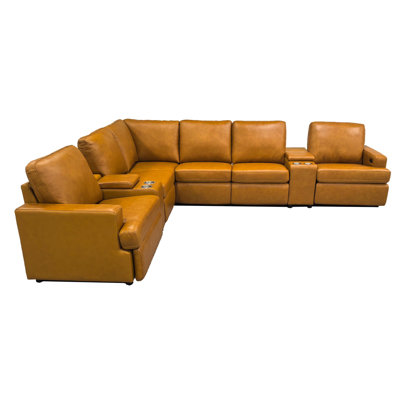 Nangonpraiton Leather Match Power Recline Sectional