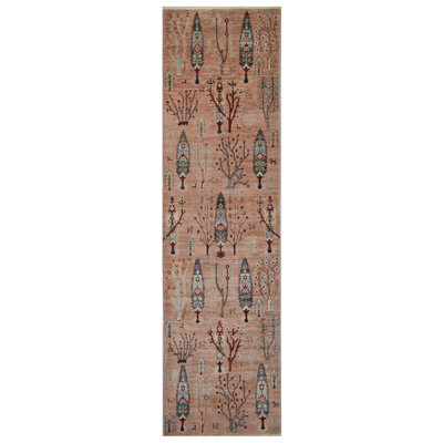 High-Quality Hand-Knotted Pink And Blue Area Rug