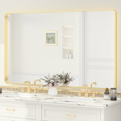 Miroir de salle de bain mural en verre trempé et métal Molly