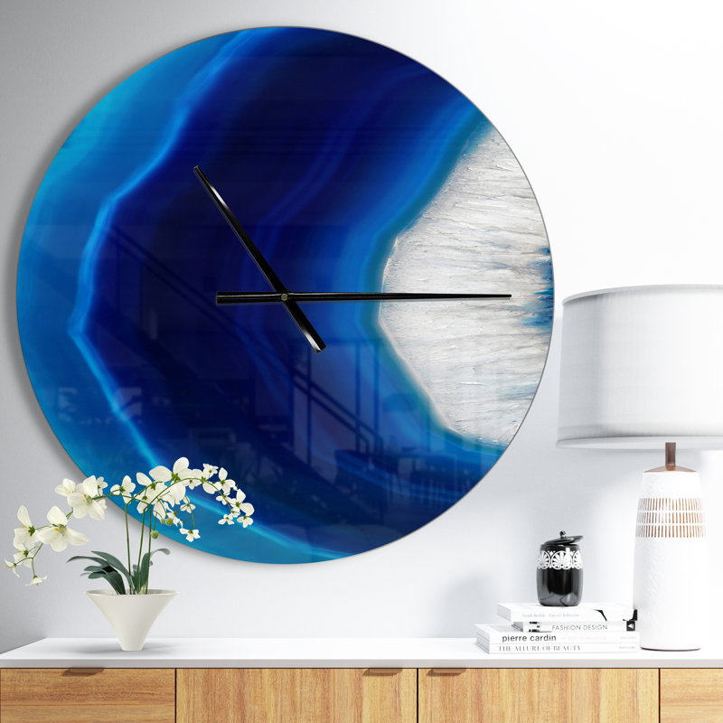 Blue Agate Crystal - Modern wall clock, Medium