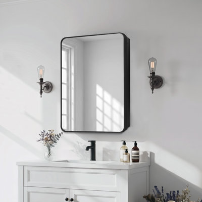20 x 32 Surface or Recessed Mount  Black Bathroom Medicine Cabinet with Adjustable Shelves
