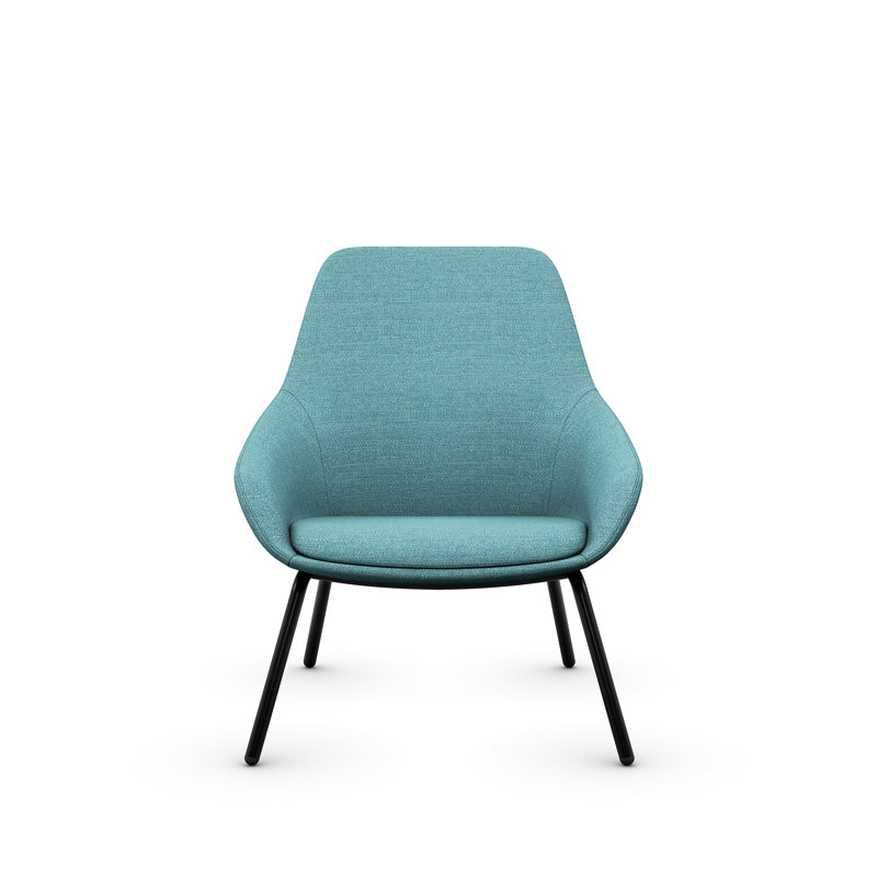 Lilly Upholstered Lounge Chair from 9to5 Seating, Black, Blue Polyester Blend