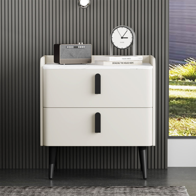 Nightstand With 2 Drawers (Only Nightstand), White