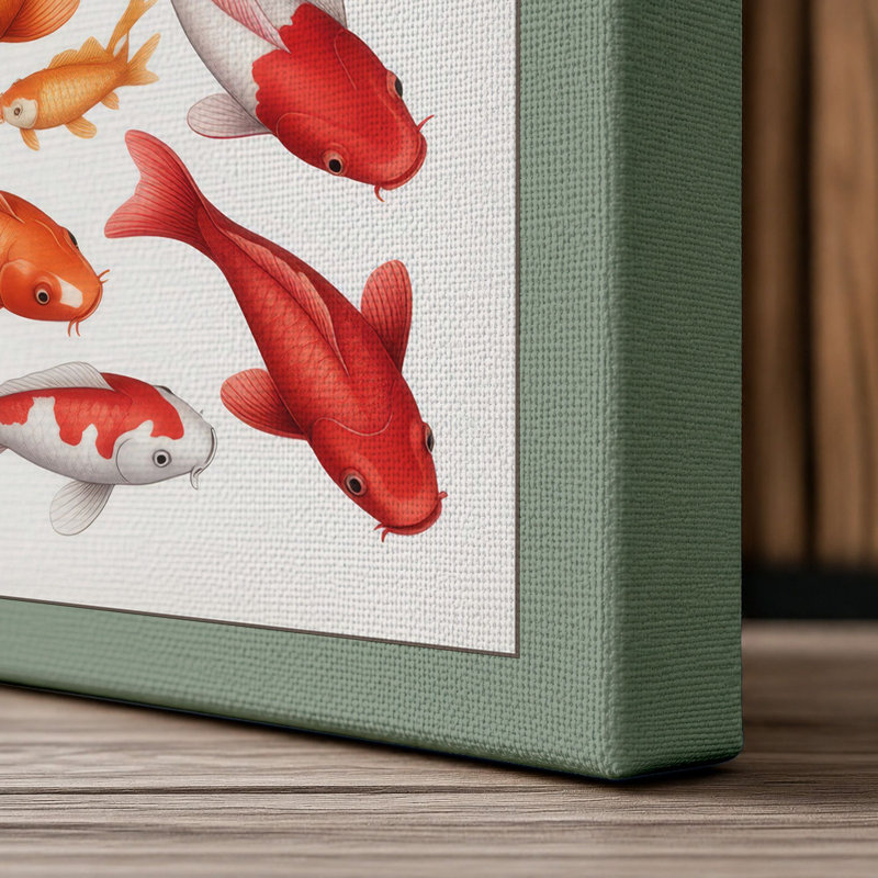 Koi Dance Modern 1 Piece Wrapped Canvas Wall Art, 36x24 - 91.4 x 61.0 cm, Sage Border