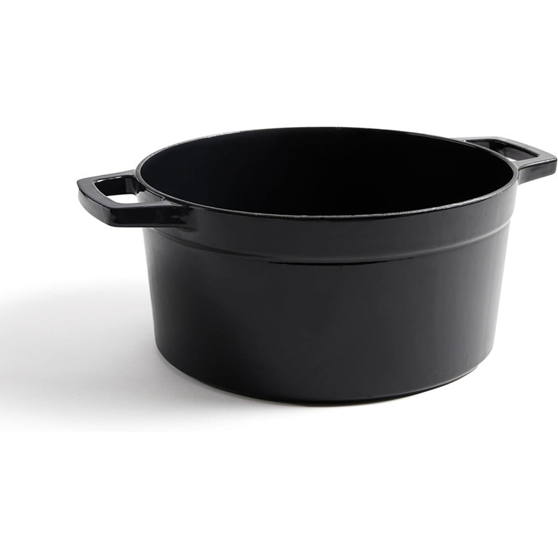 Four en fonte émaillée 7 pte Martha par Martha Stewart avec couvercle, Obsidienne